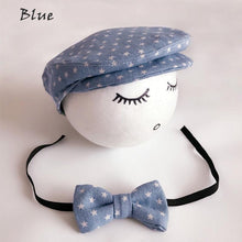 Load image into Gallery viewer, Modern Set Baby Newborn Peaked Beanie Cap Hat Bow Tie Photo Photography Prop Infant Boy Caps In elegant Modern Design