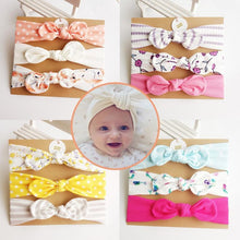 Load image into Gallery viewer, 3PCS Set Baby Headband Girls Hair Accessories Cotton Rabbit Ear Turban Bow Elastic Hairband For Baby Girls