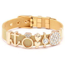 Load image into Gallery viewer, Fashion Stainless Steel Woman and Men Bracelet Mesh Bracelet Set Crystal Heart Anchor Charm Fine Bracelet Bangle For Female Lover