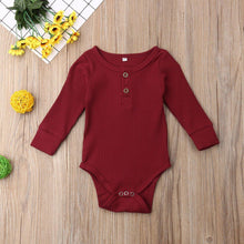 Load image into Gallery viewer, Newborn Infant Baby Girl Boy Ribbed Bodysuit Ruffle Long Sleeve One-Pieces Solid Jumpsuit Outfits For Girls