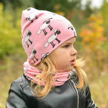 Load image into Gallery viewer, Modern Children Girls Cartoon Sheep Printing Cotton Hat and Scarf Animal Pattern Kids Caps Baby Beanie