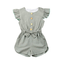 Load image into Gallery viewer, Baby Toddlers Baby Girl Button Sleeveless Ruffle Playsuit Jumpsuit Outfits For Girls