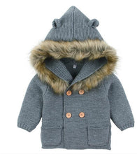 Load image into Gallery viewer, Modern Winter Warm Knit Cardigan Long Sleeve Hooded Sweaters for Newborn Infant Jacket And Coat Combination Clotes