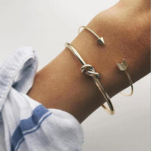 Load image into Gallery viewer, Fashion Bohemia Leaf Round Knot Cuff Bangle Gold Chain Charm Bracelet for Women Simple Geometric Bracelets Luxury Jewelry
