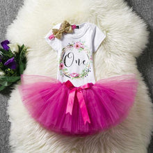 Load image into Gallery viewer, Baby First Birthday Outfits Tutu Tulle for 1 Year Party Fluffy Pink Communion Toddler Christening Gown Dresses For Girls