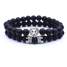 Load image into Gallery viewer, Classic Vintage Elegant Lion Head and Luxury Crown Charm Bracelet Natural Lava Stone Beads Amazing Bracelet Great For Men Fashion Jewelry