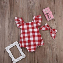 Load image into Gallery viewer, Modern New Newborn Kids Baby Girls Plaid Ruflles Romper Jumpsuit Clothes Outfit Set For Girls