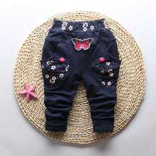 Load image into Gallery viewer, New Spring 100% cotton High-quality Cute Butterfly Embroidery Pattern Baby Girls Pants For 0-3 year Baby Girl