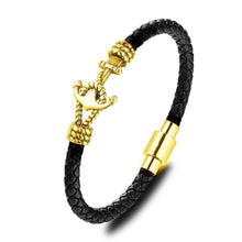 Load image into Gallery viewer, Modern Design Popular Black Leather Anchor Luxury Bracelet For Men Stainless Steel Leather Bracelet Elegant And Couple Bracelet
