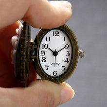 Load image into Gallery viewer, Retro Women's Purple Flower Butterfly Pattern Little Small Pocket Watch Necklace Pendant Fob Watch Birthday Gift for Lady Girls