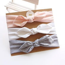 Load image into Gallery viewer, 3PCS Set Baby Headband Girls Hair Accessories Cotton Rabbit Ear Turban Bow Elastic Hairband For Baby Girls