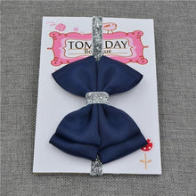 Load image into Gallery viewer, Luxury New Baby Hair Bow Flower Headband Silver Ribbon Hair Band Handmade Hair Accessories Bow for Children