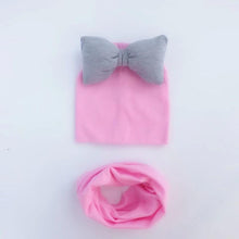 Load image into Gallery viewer, infant Baby Hat Girl big bow Butterfly Knot Cap cotton Collar Scarf set hat for girls baby