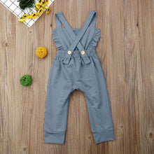 Load image into Gallery viewer, Newborn Baby Girl Boy Backless Striped Ruffle Romper Overalls Jumpsuit Clothes In Retro Syle For Boys And Girls