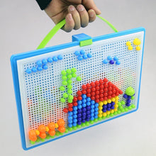 Load image into Gallery viewer, 296 Pieces/Set Box-packed Grain Mushroom Nail Beads Intelligent 3D Puzzle Games Board for Children Kids Educational Toys