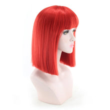 Load image into Gallery viewer, Synthetic Hair Short Wig With Bangs Cosplay Wigs For Women Straight Bob Wig Korean Pink Red Brown Blue Green White Purple Grey