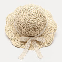 Load image into Gallery viewer, Handmade Modern Elegant Lady Baby Girls Breathable Lace Cap With Bow Great For Beach Sun