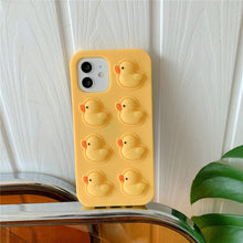 Load image into Gallery viewer, Cute Duck Pop Bubble Fidget Toys Soft Phone Case For Iphone 12 11 Pro Max 6 7 8 Plus Xr X Xs Max Se 2020 Relieve Stress Cover Stylish Unique Design Silicone Cover For Little Girls Boys