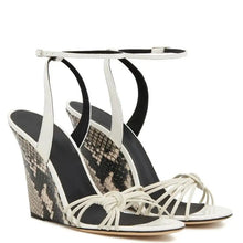 Load image into Gallery viewer, High Quality Customized European American Women's Fashion Pumps Autumn Season Toe Strap Wedges Sandals with High Heels