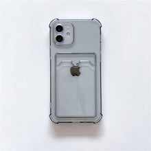 Load image into Gallery viewer, Transparent Wallet Case For iPhone 14 13 12 Pro Max Mini Shockproof Cover with Card Slots Pockets Slim Fit Thin Protective Soft Shock-Absorbing Lightweight Wallet Case