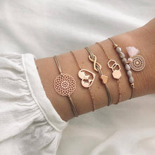 Load image into Gallery viewer, Boho Rose Map Bracelets & Bangles for Women Bohemian Round Charm Bracelet Set Fashion Multilayer Accessories Luxury Jewelry