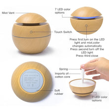 Load image into Gallery viewer, Mini Air Humidifier Ultrasonic USB Aroma Wood Grain LED Night Light Electric Essential Oil Diffuser Aromatherapy Home