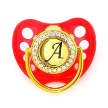 Load image into Gallery viewer, Modern Luxury Diamond Initials Letter Rhinestone Black Baby Pacifier/ Nipple For Baby Boys and Baby Girls Kids