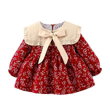 Load image into Gallery viewer, Modern Retro Girl Dress For Winter Newborn Infant Dress Fashion Cute Cotton Floral Bow baby Party Dress