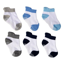 Load image into Gallery viewer, 6 Pairs Cotton Baby 's Non-slip Boat Low Cut Floor Socks With Rubber Grips For Boys & Girls Sock