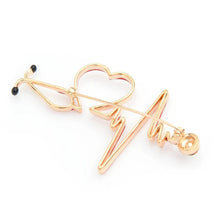 Load image into Gallery viewer, Wuli&baby Red Heart Rate Brooches Enamel Electrocardiogram Stethoscope Hospital Doctor Brooch Pins