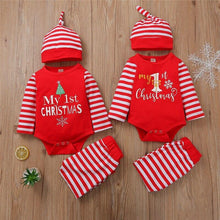 Load image into Gallery viewer, 3PCS Romper Jumpsuits+Striped Pant Christmas Clothes Set Kids for Infant Boys/Girls In Christmas Printed Design