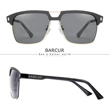 Load image into Gallery viewer, BARCUR Polarized Men’s Sunglasses – Fashionable Square Stainless Steel Frame UV400 Protection Anti-Reflective Outdoor Sports & Driving Eyewear – Original Design Casual Style with Premium Polycarbonate Lenses