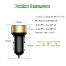 Load image into Gallery viewer, LED Display 3.1A Dual USB Car Charger Universal Mobile Phone Aluminum Car-Chargers