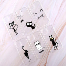 Load image into Gallery viewer, Cute Cartoons Black Cat Transparent Phone Cover For Iphone 14 14promax 14plus 13promax 13 12 11 Shockproof Clear Phone Case Adorable Soft Girls Print Cat Design Clear Cute Flexible Silicone Phone Case