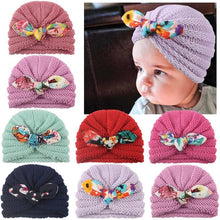 Load image into Gallery viewer, New Handmade Cotton Girl Hat Autumn Winter Baby Boy Girl Hat Colorful Bow Elastic Cute Baby Turban In Elegant Design