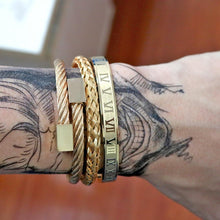 Load image into Gallery viewer, Luxury Modern Rich Style Royal Roman Bracelets & Bangles Love Bangle Bracelet For Men Stainless Steel Rectangle Bracelet Men's Jewelry Great Gift Idea