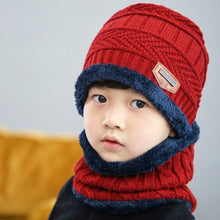 Load image into Gallery viewer, Knitted Baby Hats Cap and Scarf Turban Beanie Cotton Warm Wool Fur Caps Soft Hat For Childern Girl And Boys