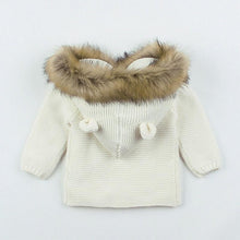 Load image into Gallery viewer, Modern Luxury Winter Warm Newborn Baby Boy Girl Knit Hooded Coat Fur Collar Jacket Clothes FOr Boys and Girls