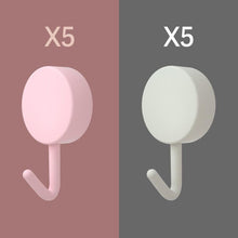 Load image into Gallery viewer, 10PCS Self Adhesive Wall Hook Strong Without Drilling Coat Bag Bathroom Door Kitchen Towel Hanger Hooks Home Storage Accessories Decorative Hooks Entrance Organizers with Self-Adhesive Hooks for Hanging Keys Towels