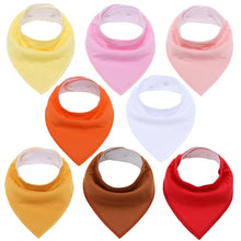 Load image into Gallery viewer, 8PCS/SET Comfortable Colorful 100% Organic Cotton Adjustable Snaps Bandana Saliva Bibs For Baby Boys & Girls Kids