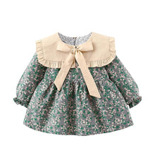 Load image into Gallery viewer, Modern Retro Girl Dress For Winter Newborn Infant Dress Fashion Cute Cotton Floral Bow baby Party Dress