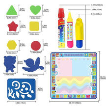 Load image into Gallery viewer, Coolplay 100x100cm Magic Water Drawing Mat Doodle Mat & 4 Drawing Pens & 1 Stamps Set Painting Board Educational Toys for Kids