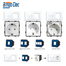 Load image into Gallery viewer, Bingoelec EU Wall Socket with 2 Way Light Touch Switch DIY Home Improvement
