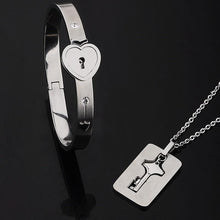Load image into Gallery viewer, Fashion Concentric Lock Key Titanium Steel Stainless Steel Luxury Jewelry Bracelet and Necklace Couple Sets For Women
