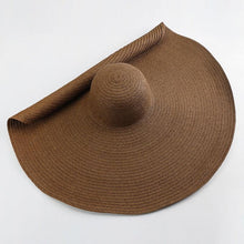 Load image into Gallery viewer, Summer Large Wide Brim Foldable Sun Hats For Women Foldable Sun Hat Wide Brim Summer Straw Floppy Beach Hat Oversized Sun Hat Modern Travel Straw Hat Fashionable Lady UV Protection Beach Hat 54-57cm