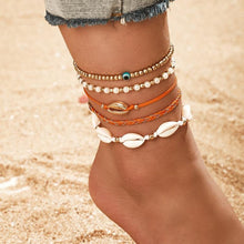 Load image into Gallery viewer, Luxury Leg Brecelet Gold Color Tassel Beads Anklet Bracelet for Leg for Women Set