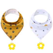 Load image into Gallery viewer, 100% Organic Cotton Super Absorbent And Soft Unisex Baby Bandana Drool Bibs And Teething Toys For Newborn