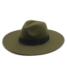 Load image into Gallery viewer, Fashionable Fedora Hats Women Wide Brim Dress Caps Women's Fedora Hats Elegant Wide Brim Fedora Hat Wedding Men Hat Warm Retro Style Belt 56-58cm