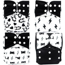 Load image into Gallery viewer, 4PCS Set Diaper Cover Washable Diaper Eco-friendly Ecological Adjustable Baby Nappy Reusable Cloth Diapers In Printed Design For Baby and Kids