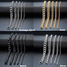 Load image into Gallery viewer, Men's Bracelet Curb Cuban Link Chain Stainless Steel Mens Womens Bracelets Bangle Gold Tone No Fade